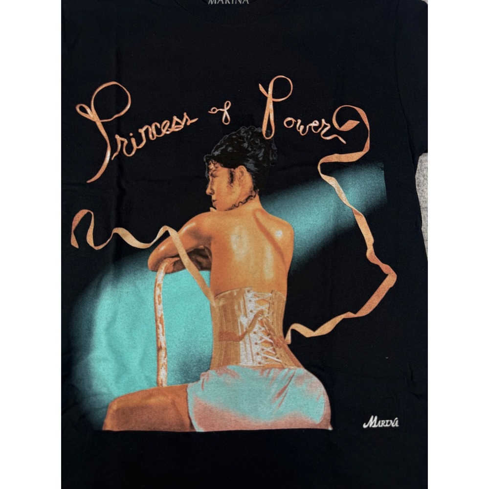 Marina Princess of Power Graphic T-Shirt Black XS Ceremony of Roses Cotton